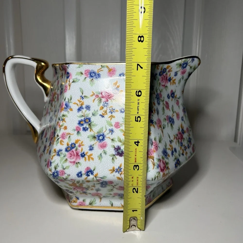 Vintage Two's Company Dana Chintz Floral Porcelain Pitcher 7